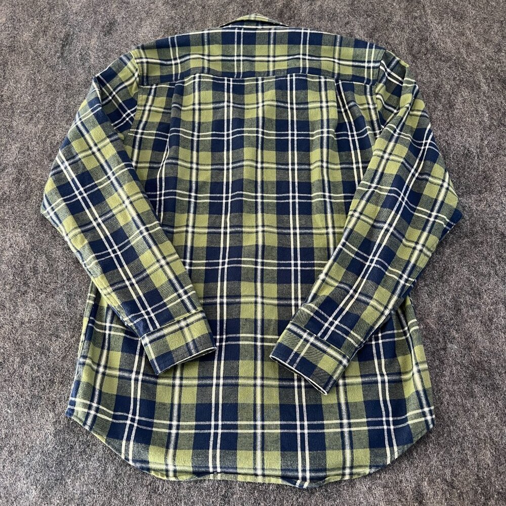 L.L. Bean Men's Small Plaid Cotton Flannel Green Blue Casual Button Down Shirt - Picture 3 of 3